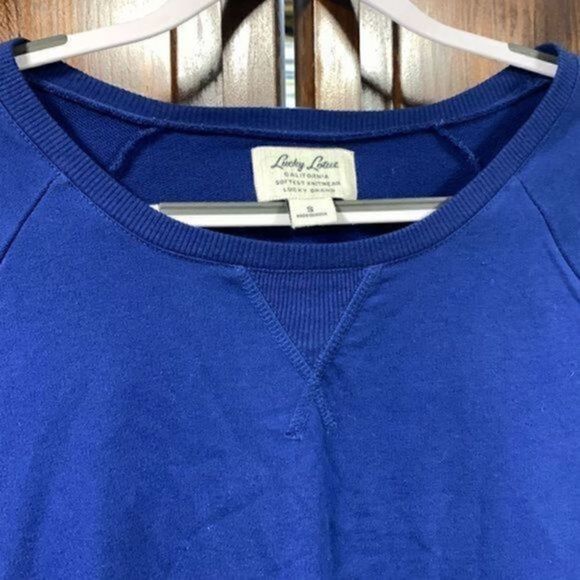 Lucky Lotus Bright Blue boho shirt size small - Picture 7 of 11